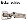 Edelstahlscharnier 100 Grad, Eckanschlag Topscharnier Edelst. pol., Eckanschl. - schraubbar mit Feder