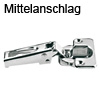 Edelstahlscharnier 100 Grad, Zwillingsanschlag Topscharnier Edelst. pol., Mittelanschl. - schraubbar mit Feder