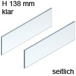 Legrabox free Einschubelement Klarglas, Seite - H 138 mm 