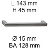 Gehrungsgriff i-440 Länge 143 mm H 45 / L 143 / BA 128 / Ø 15 mm