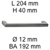 Gehrungsgriff i-440 Länge 204 mm H 40 / L 204 / BA 192 / Ø 12 mm