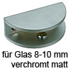 Glastablar Träger für Glasstärke 8-10 mm verchromt matt Gl.Klemme halbrund 50/16 chr.