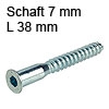 Senkkopf mit Innensechskant, Schaft Ø 7 x L 38 mm Schraube Confirmat SW4 verz. 7 x 38 mm