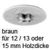 Abdeckkappe braun für Holzdicke 12 / 13 / 15 mm Kunststoffkappe Minifix 15 PZ braun
