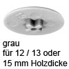 Abdeckkappe grau für Holzdicke 12 / 13 / 15 mm Kunststoffkappe Minifix 15 PZ hgrau
