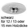 Abdeckkappe schwarz für Holzdicke 12 / 13 / 15 mm Kunststoffkappe Minifix 15 PZ schwarz