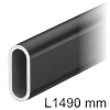 Garderobenstange Aluminium Ø 30 x 14 mm, L 1.49 m Kleiderstange oval Alu schwarz - L 1490 mm