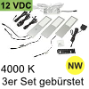 LED Unterbauleuchte Six Big, 3er Set Aluminium edelst. NW 3er Set Alu mit TOUCH, gebürstet - 3x4W - neutralweiß - inkl. 12 Vdc 15W