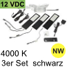 LED Unterbauleuchte Six Big, 3er Set Aluminium schw. NW 3er Set Alu mit TOUCH, schwarz - 3x4W - neutralweiß - inkl. 12 Vdc 15W