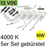 LED Unterbauleuchte Six Big, 5er Set Aluminium edelst. NW 3er Set Alu mit TOUCH, gebürstet - 5x4W - neutralweiß - inkl. 12 Vdc 15W