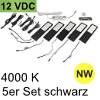 LED Unterbauleuchte Six Big, 5er Set Aluminium schw. NW 3er Set Alu mit TOUCH, schwarz - 5x4W - neutralweiß - inkl. 12 Vdc 20W