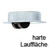 Einlass-Möbelrollen Rad-Ø 30 mm, für weiche Böden Doppelrolle Stahl verzinkt Ø 104 x H 40 mm, Laufräder hart