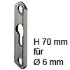 Linsenkopfplatte H 70 mm für Ø 6 mm Linsenkopf blank 20 x 70 x 4,5 mm