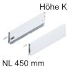 470K4502S Zarge Höhe 129 mm, weiß Merivobox Zarge K - 450 mm, seidenweiß