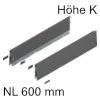 470K6002S K-Zarge Höhe 129 mm, oriongr. Merivobox Zarge K - 600 mm, oriongrau