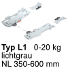 T60H4340 TIP-ON BLUMOTION Einheit, Typ L1 Set Tip On Blumotion L1 - NL 350-600 mm, 0-20 kg