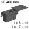 Mülleimer-Set hängend für Merivobox Schubkasten ninka eins2sechs KB 400 mm, 2-fach (1x8 L + 1x17 L)