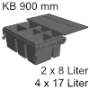 Mülleimer-Set hängend für Merivobox Schubkasten ninka eins2sechs KB 900 mm, 6-fach (2x8 L + 4x17 L)