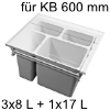 eins2fünf + Servo-Drive uno, Eimerbestückung A 125 Set 600/310 mit SD, 3x8l + 1x17l - für KB 600 mm