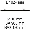 Griff i-200 Länge 1024 mm L 1024 / BA 960 / BA2 480 / Ø 10 mm