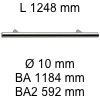 Griff i-200 Länge 1248 mm L 1248 / BA 1184 / BA2 592 / Ø 10 mm