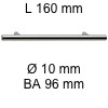 Griff i-200 Länge 160 mm L 160 / BA 96 / Ø 10 mm