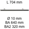 Griff i-200 Länge 704 mm L 704 / BA 640 / BA2 320 / Ø 10 mm