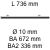 Griff i-200 Länge 736 mm L 736 / BA 672 / BA2 336 / Ø 10 mm