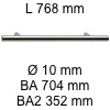 Griff i-200 Länge 768 mm L 768 / BA 704 / BA2 352 / Ø 10 mm