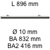 Griff i-200 Länge 896 mm L 896 / BA 832 / BA2 416 / Ø 10 mm