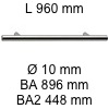 Griff i-200 Länge 960 mm L 960 / BA 896 / BA2 448 / Ø 10 mm