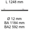 Griff i-200 Länge 1248 mm L 1248 / BA 1184 / BA2 592 / Ø 12 mm