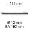 Relinggriff i-333 mit Sockel - Länge 214 mm L 214 / H 34 / BA 192 / Ø 12 mm