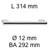 Relinggriff i-333 mit Sockel - Länge 314 mm L 314 / H 34 / BA 292 / Ø 12 mm