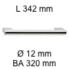 Relinggriff i-333 mit Sockel - Länge 342 mm L 342 / H 34 / BA 320 / Ø 12 mm