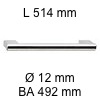 Relinggriff i-333 mit Sockel - Länge 514 mm L 514 / H 34 / BA 492 / Ø 12 mm