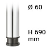 Tischfuß Rondella, Stahl - zylindrisch - verchromt poliert - ø 60 mm - H 690 mm verchromt poliert - 690 mm - ø 60 mm