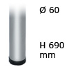 Tischfuß Rondella, Stahl - zylindrisch - edelstahlfarben - ø 60 mm - H 690 mm edelstahlfarben klar lackiert - 690 mm - ø 60 mm