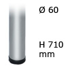 Tischfuß Rondella, Stahl - zylindrisch - edelstahlfarben - ø 60 mm - H 710 mm edelstahlfarben klar lackiert - 710 mm - ø 60 mm