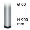 Tischfuß Rondella, Stahl - zylindrisch - edelstahlfarben - ø 60 mm - H 900 mm edelstahlfarben klar lackiert - 900 mm - ø 60 mm