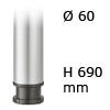 Tischfuß Rondella, Stahl - zylindrisch - weißaluminium - ø 60 mm - H 690 mm weißaluminium RAL 9006 - 690 mm - ø 60 mm