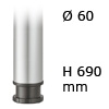 Tischfuß Rondella, Stahl - zylindrisch - weißaluminium - ø 60 mm - H 690 mm weißaluminium RAL 9006 - 690 mm - ø 60 mm