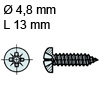 Rundkopfschraube verzinkt Pozidriv Ø 4,8 mm / L 13 mm Pan-Head Stahlschraube verz. - 4,8/13