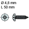 Rundkopfschraube verzinkt Pozidriv Ø 4,8 mm / L 50 mm Pan-Head Stahlschraube verz. - 4,8/50