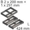 Kombi-Set, KB 1000 mm - L 424 mm Orga Set Fach 2 x B 200 / L 424 + 1 x B 291 / L 424 mm