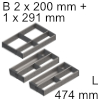 Kombi-Set, KB 1000 mm - L 474 mm Orga Set Fach 2 x B 200 / L 474 + 1 x B 291 / L 474 mm