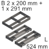 Kombi-Set, KB 1000 mm - L 524 mm Orga Set Fach 2 x B 200 / L 524 + 1 x B 291 / L 524 mm