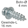 Verbindungsschraube mit Spitze für 1-seitigen Anschlag, Gew.L 16 mm Modular Schulterschraube spitz, Bohr-Ø 4 mm - L 16 mm