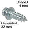 Verbindungsschraube mit Spitze für 1-seitigen Anschlag, Gew.L 32 mm Modular Schulterschraube spitz, Bohr-Ø 4 mm - L 32 mm