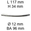 Segmentbogengriff i-163 Länge 117 mm H 34 / L 117 / BA 96 / Ø 12 mm